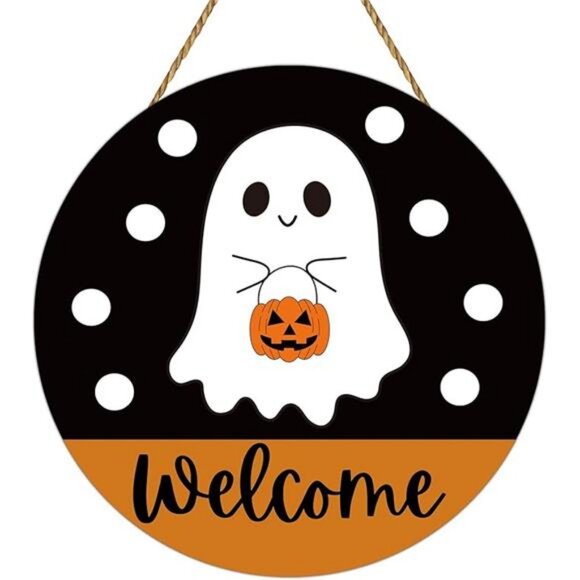 Halloween Decor Indoor Halloween Wreath Front Door Decorations Cute Ghost Decor - Picture 8 of 8